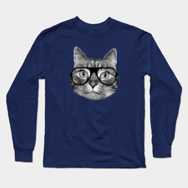 Cat wearing glasses Long Sleeve T-Shirt by Purrfect